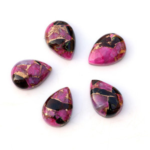 Best Quality 12x16mm Smooth Pear Shape Loose Pink Black Copper Turquoise Gemstone Natural Flat Back Cabochons for Jewelry Making - Product Image 2
