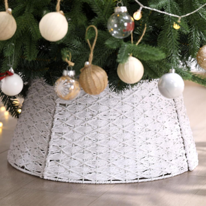 Nuevo diseño Farmhouse Round Seagrass Christmas Tree Collar X-Shape Weave Christmas Home Decor Venta al por mayor de Vietnam - Product Image 2