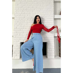 Jeans à jambes larges avec dos élastiqué 7120 - Denim bleu clair - Product Image 4