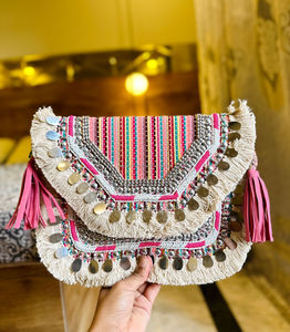 Bolso de noche hecho a mano Banjara tela con bordado trabajo artesanía de lujo a precio mayorista - Product Image 3