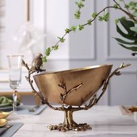 Cuenco de servidor de tallo de hoja de alta calidad de acero inoxidable con tallo de flor de latón decorativo Tazón de tuerca de condimento de calidad superior