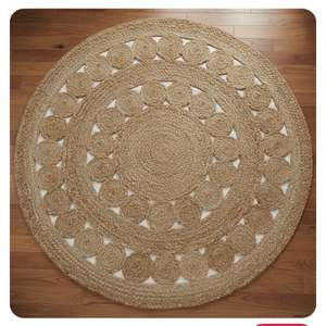 Tapis en jute tressé personnalisable, chanvre biologique, tricoté à la main, rustique, bohème, rond, tapis en jute pour l'entrée de la maison, nouveauté - Product Image 2