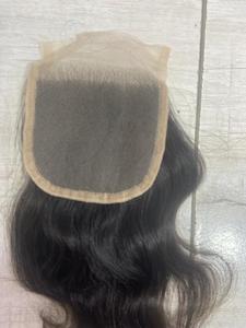 4/4 fermeture 10 pouces vague Remy Extensions de cheveux humains belle sud indien cheveux indiens bruts courte longueur suisse dentelle perruques Bundle - Product Image 2