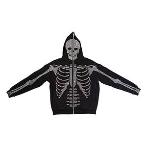 Streetwear moda OEM ODM precio de fábrica personalizado mujeres Rhinestone Sudadera con capucha personalizada Bling para - Product Image 1