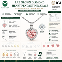 Collier pendentif de luxe en or blanc 14K 18K avec diamant rose de laboratoire taille cœur, certifié IGI, bijoux pour femme