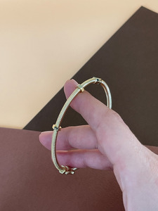 Bracelet solide en plaqué or jaune véritable sans diamant Bracelet empilable pour bijoux de mode pour femmes - Product Image 5