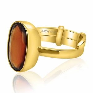 Granate Hessonita Natural Certificado (Gomed) 3.25-12.25 Ratti, Anillo Ajustable con Engaste de Bisel Ashtdhatu, Gema Astrológica Fina - Product Image 2