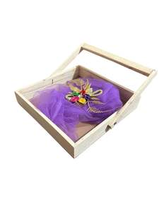 Panier cadeau en bois de pin avec manche en bois et panier fait main fantaisie herbe sèche idéal pour offrir un panier hexagonal - Product Image 3