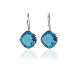 Pendientes de Plata con Topacio Azul Corte Cojín para Mujer - Accesorio de Moda - Product Image 1