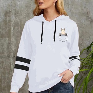 Otoño Invierno nueva moda sudadera de manga larga 100% algodón Top Alpaca estampado bolsillo Alpaca estampado Sudadera con capucha pulóveres - Product Image 2