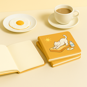 Labon สมุดบันทึกอวกาศลายการ์ตูนทรงสี่เหลี่ยมลายแมวน่ารักนักบินอวกาศหนัง PU พร้อมคุกกี้ดาวเคราะห์ไดอารี่สั่งทำได้ - Product Image 2