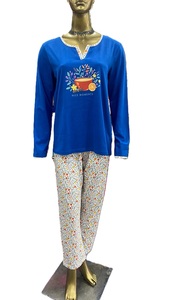 Conjunto de Pijama de 2 Piezas para Mujer, Diseño de Diseñador, 100% Algodón, Cintura Elástica, Ropa de Dormir para Primavera y Verano, Tejido de Punto - Product Image 2