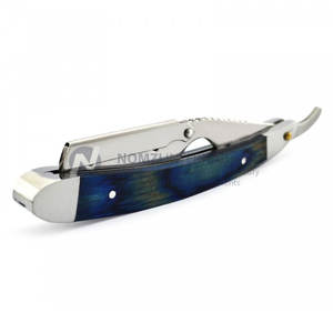 Wholesale Latest Stainless Steel Top Quality Wooden Blue Handle Professional Straight Edge Barber Shaving <b>Razor</b> <b>for</b> <b>Men</b> - Product Image 2
