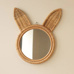 Espejo de pared de ratán conejito hecho a mano, espejo de animales ecológico para habitación de bebé, espejo decorativo de ratán conejito Adorable - Product Image 3