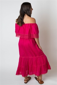 Precio más bajo mujeres sin tirantes elegante vestido de mujer tela de algodón fuera del hombro elegante bordado Sexy tobillo longitud Maxi vestido - Product Image 2