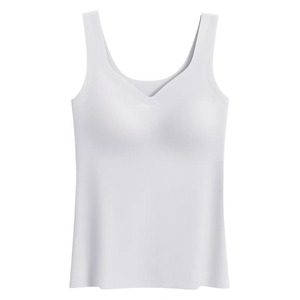 เสื้อครอปเซ็กซี่เสื้อแขนกุดผ้าไหมน้ำแข็งสำหรับผู้หญิงเสื้อกล้ามเว้าหลังไร้ตะเข็บเสื้อเกาะอกชุดชั้นในเสริมบรา - Product Image 5