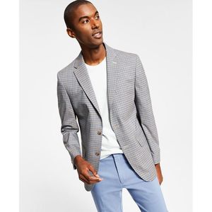 Blazer da uomo Tommy Hilfiger taglie forti, vestibilità moderna, marrone, casual-formale, con stampa a quadri, in maglia, taglie 44, per matrimoni - Product Image 1