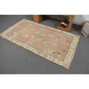 พรมตุรกีพื้นที่ขนาดใหญ่แนววินเทจขนาด3.7x6.6ฟุตคลาสสิกทรงสี่เหลี่ยมผืนผ้าดีไซน์แบบแอบสแตรกต์พรมยางขนแกะสีชมพูเบจสำหรับห้อง - Product Image 4