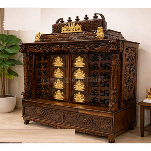 Hot Selling Teak Wood Ashtalakshmi Mandir With Doors Classy Wooden Puja Mandir Luxury South <b>Indian</b> Style Ashtalakshmi Temple UK - Product Image 1