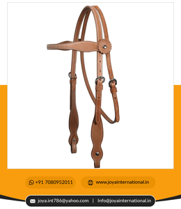 Directo de fábrica india, venta al por mayor, productos para caballos, país, doble capa, brida occidental, cabezal, tamaño de caballo completo, cuero plegable - Product Image 6