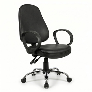 Chaise de bureau ergonomique en cuir PU, accoudoirs fixes, base pivotante, design moderne, cadre en acier, appui-tête fixe, pour bureau à domicile - Product Image 6