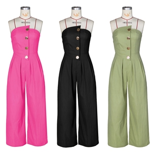 Combinaison de travail d'été décontractée pour femmes personnalisée avec lacets sans manches et pantalon à cordon de serrage à plusieurs poches - Product Image 5