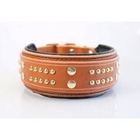 Collier pour chien en cuir de luxe au design classique, solide, réglable, avec boucle métallique et rivets robustes, personnalisable, pour l'entraînement direct et l'extérieur