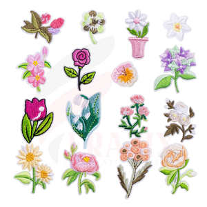 Parche bordado de tela de sarga hecho a mano de Pakistán, nuevo diseño personalizado, estilo cosido, plástico de PVC, forma de flor hecha a mano - Product Image 1