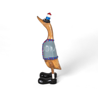 Peinture de canard en bois en gros décoration de maison ou de jardin, figurine d'animal canard racine de bambou avec peinture à la main personnalisée