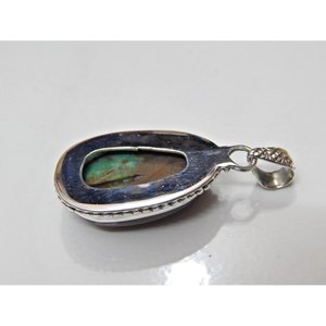 Bijoux faits à la main en argent sterling 925 pendentif cabochon turquoise naturelle filles et femmes cadeau avec de charmantes breloques - Product Image 3