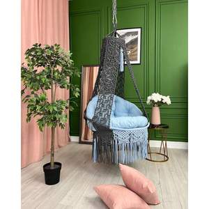 Silla Colgante de Macramé con Forma de Hoja para Interiores/Exteriores, Hamaca para Jardín, Sala de Estar, Patio, Dormitorio, Muebles para el Hogar - Product Image 3