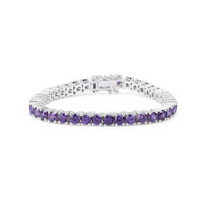 Bracelet Tennis Améthyste en Argent Sterling Zirconia Rond et Or Vermeil 18k en Or/Argent/Or Rose - Product Image 2