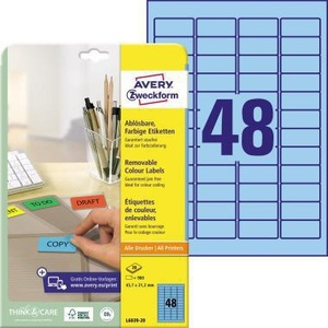 Etiquetas de Papel Removibles Azules Avery Zweckform 45.7 X 21.2 mm, Universales, 960/Paquete, Accesorios para Carpetas de Archivo - Product Image 1