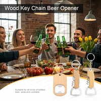 Nouvelle conception porte-clés bouteille de bière tire-bouchon gravé au Laser bouteille de bière en bois de pin tire-bouchon ouvre-bière en bois de pin