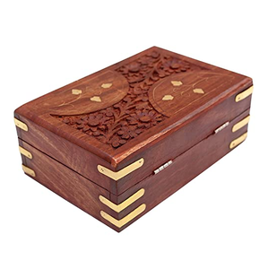 Boîte à bijoux et lunettes en bois de qualité supérieure, luxueuse, artisanale, avec travail en laiton, taille et forme personnalisables, couleur bois naturel, pour bagues - Product Image 2