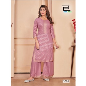 Best Collection of 14 Kg Rayon <b>Kurtis</b> with Palazzo Full Festival Wear Set at Wholesale Price by Maruti Fashion - Product Image 1