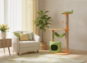 Griffoir Amistar de haute qualité, modèle Forêt Amusante, pour chats et chatons de toutes races et tailles, 117 cm de haut, 2 niveaux, écologique - Product Image 3