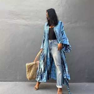 ชุดกิโมโนยาวผ้าเรยอนมัดย้อมสำหรับผู้หญิง,ชุดคลุมวันหยุดฤดูร้อนชายหาด Boho เสื้อผ้าสำหรับผู้หญิง - Product Image 3
