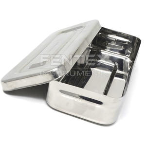 Boîte de stérilisation médicale en acier inoxydable, organisateur d'instruments, boîte de rangement vétérinaire avec couvercle - 8L x 4W x 1.5H - Product Image 4