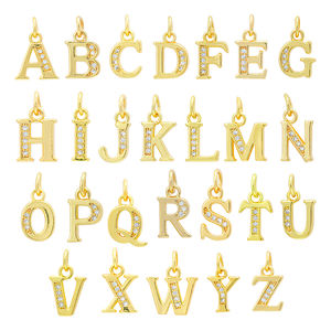 Minimalista 26 alfabeto encantos circonita cúbica cobre Metal chapado en oro inicial 18K letra collar colgantes para la fabricación de joyas Diy - Product Image 1