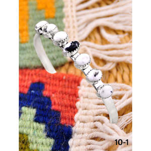 Southwest Handmade White Buffalo & Sterling Silver Fashion Cuff <b>Bracelet</b> - Product Image 2
