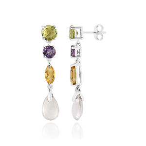 Boucles d'oreilles en pierres précieuses multicolores en argent sterling 925 fabrication de boucles d'oreilles en pierre d'améthyste bijoux en gros - Product Image 5