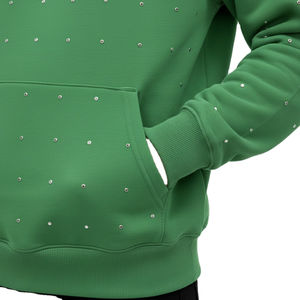 Sudadera con Capucha Holgada con Estampado de Logotipo Personalizado para Hombre, Sudadera con Capucha de Algodón Grueso Lavado al Ácido con Pedrería, Estilo Invernal - Product Image 6