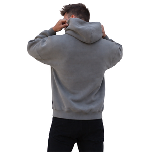 Mens Steel <b>Grey</b> Oversized Hoodie Pullover 50% Cotton 50% Polyester Drop Shoulder Streetwear Relaxed Fit Winter <b>Sweatshirt</b> - Product Image 2