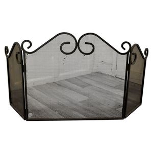 Écran de cheminée autoportant à panneau unique, avec cadre rond en fer forgé et grille de protection en treillis métallique, pare-étincelles - Product Image 4