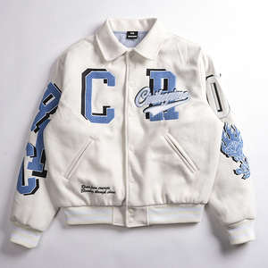 เสื้อแจ็คเก็ตมอเตอร์ไซค์ปักลายเชนิลล์ทรงโอเวอร์ไซส์สำหรับผู้ชาย กันน้ำ ใส่ได้สองด้าน สไตล์สตรีทแฟชั่น วิทยาลัย วาร์ซิตี้ - Product Image 6