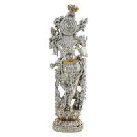 Statue de Krishna en acier inoxydable faite à la main, finition antique traditionnelle, pour améliorer la sérénité, la dévotion, l'énergie positive, décoration de la maison, anniversaire