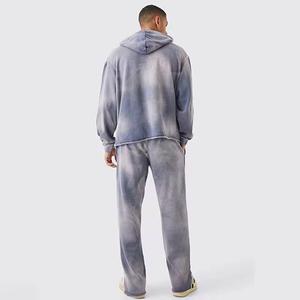 Men Fashion Washed Tracksuit Set Vintage Acid Wash Hoodie And Jogger Heavyweight Cotton Streetwear Custom Logo Manufacturer - Product Image 5