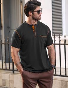 Camisetas negras de calidad superior para hombre, ropa informal y de calle, tela de punto, marca y logotipo personalizados, camisetas para hombre - Product Image 2