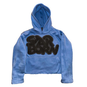 Custom Bubble Letter Street Wear Liso Algodón Francés Terry Bolsillos laterales Recortada Sudadera con capucha Hombres Puff Impreso Sudaderas con capucha - Product Image 1